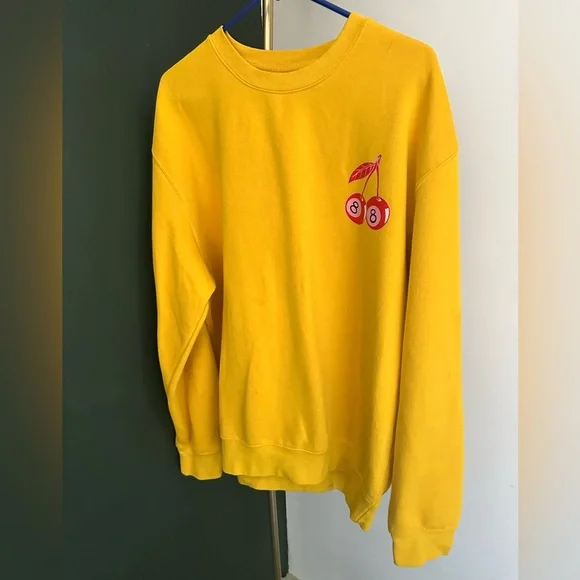 Yellow Sweatshirt with Cherry and Cheetah Design - Picture 1 of 4